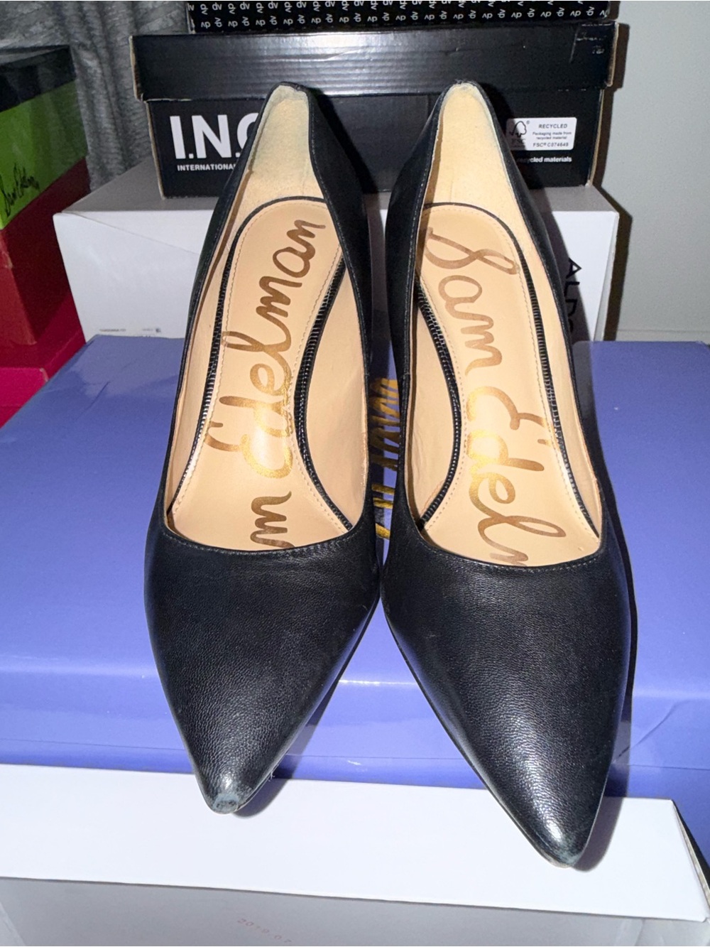 Sam Edelman Black Pointed Leather Heels